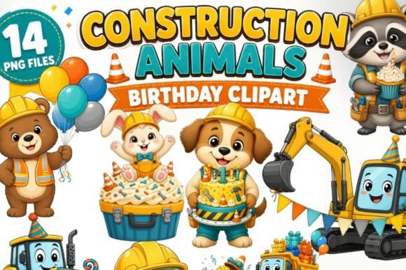 Download Construction Animals Birthday Clipart - Animals Collection