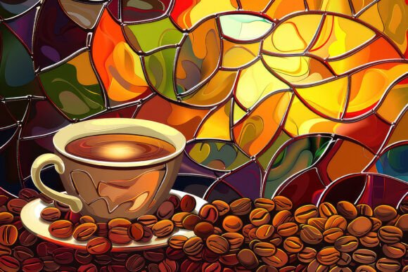 Download Stained Glass Cofee Cup Background Wallp - Premium Resources