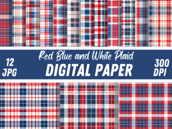 Download Red Blue White Plaid Papers Patterns - Plaid papers Collection