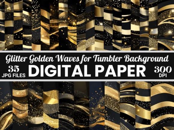 Download Glitter Golden Waves Tumbler Background - Premium Bundle