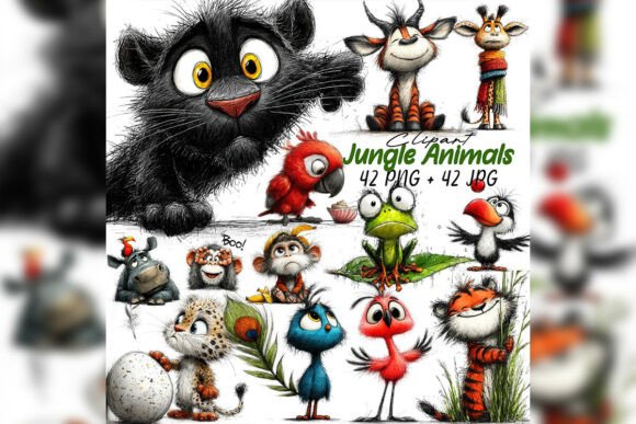 Download Whimsical Baby Jungle Animals Clipart - Animals Collection