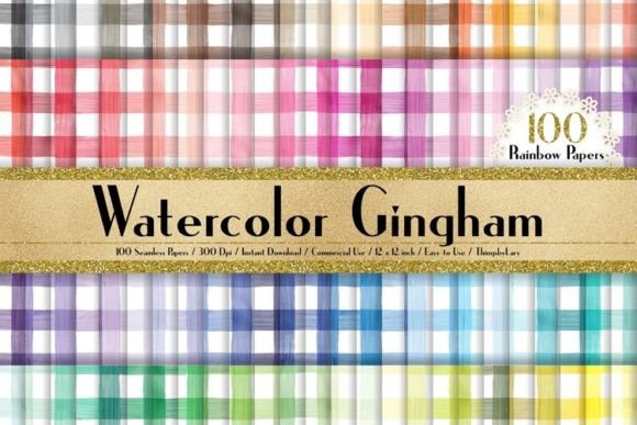 Download Seamless Watercolor Gingham Papers - Gingham papers Collection