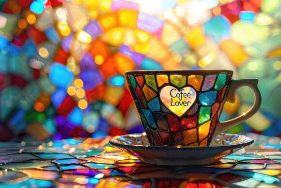 Download Stained Glass Cofee Lover Cup Background - Premium Resources