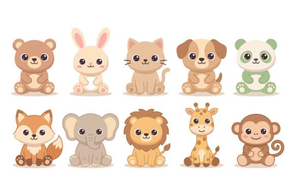 Download Cute Animals Kids Illustration Bundle - Animals Collection