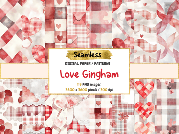 Download Love Gingham Seamless Digital Paper - Premium Resources