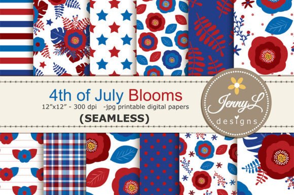 Download 4th of July Floral SEAMLESS Digi Paper - Digi paper Collection