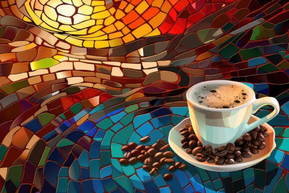 Download Stained Glass Coffee Cup Background Wall - Premium Resources