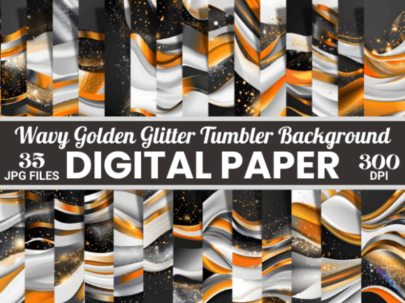 Download Wavy Golden Glitter Tumbler Background - Premium Bundle