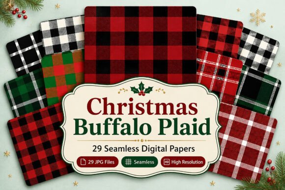 Download Christmas Buffalo Plaid Digital Set - Buffalo Collection