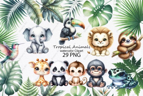 Download Tropical Animals Watercolor Clipart - Animals Collection