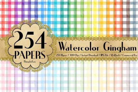 Download Seamless Watercolor Gingham Papers - Gingham papers Collection